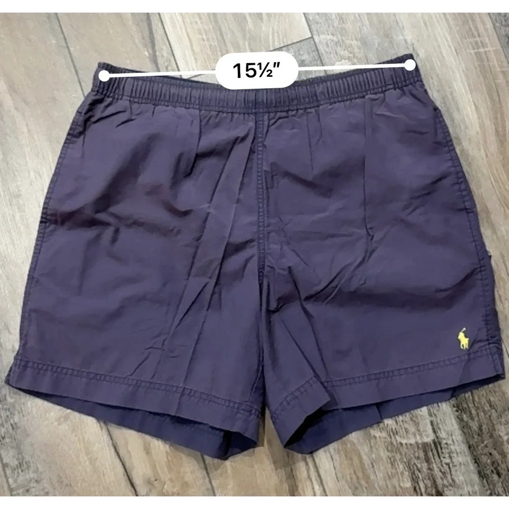 Polo Sport Swim Trunks Mens M Purple Cotton Nylon Mesh Lined Shorts Pony Logo